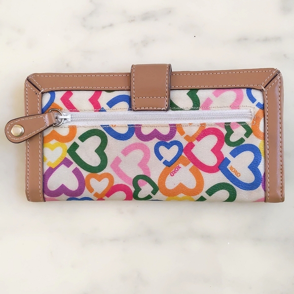 NWOT. XOXO Checkbook Wallet with multi color hearts. - Picture 2 of 4